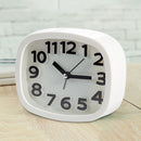 Mini Dial Number Alarm Clock Battery Silent Home Desk Table Clock White New 1set