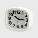 Mini Dial Number Alarm Clock Battery Silent Home Desk Table Clock White New 1set