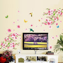 Peach Blossom Tree Branch Wall Stickers Flowers Birds Decals Room Decor Good b