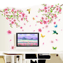 Peach Blossom Tree Branch Wall Stickers Flowers Birds Decals Room Decor Good b
