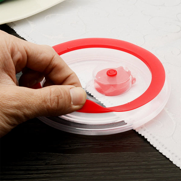 1 set Red+White Silicone Suction Lid Set Of 3 Various Size Vacuum-sealed Lid Hot