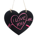 Wooden Black Love Heart Hanging Chalk Board - Kitchen Memo Blackboard