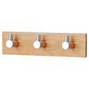 Bamboo Wood Wall Mounted Holder Glue Single Coat Wall Hooks Stainless Steel