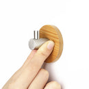 Room Bamboo Wood Wall Mounted Glue Single Coat Wall Hook Stainless Steel