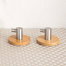 Room Bamboo Wood Wall Mounted Glue Single Coat Wall Hook Stainless Steel