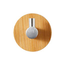 Room Bamboo Wood Wall Mounted Glue Single Coat Wall Hook Stainless Steel