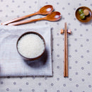 1-Pairs Chopstick--1 Spoon-Set Brown Natural-Wood Japanese Handmade