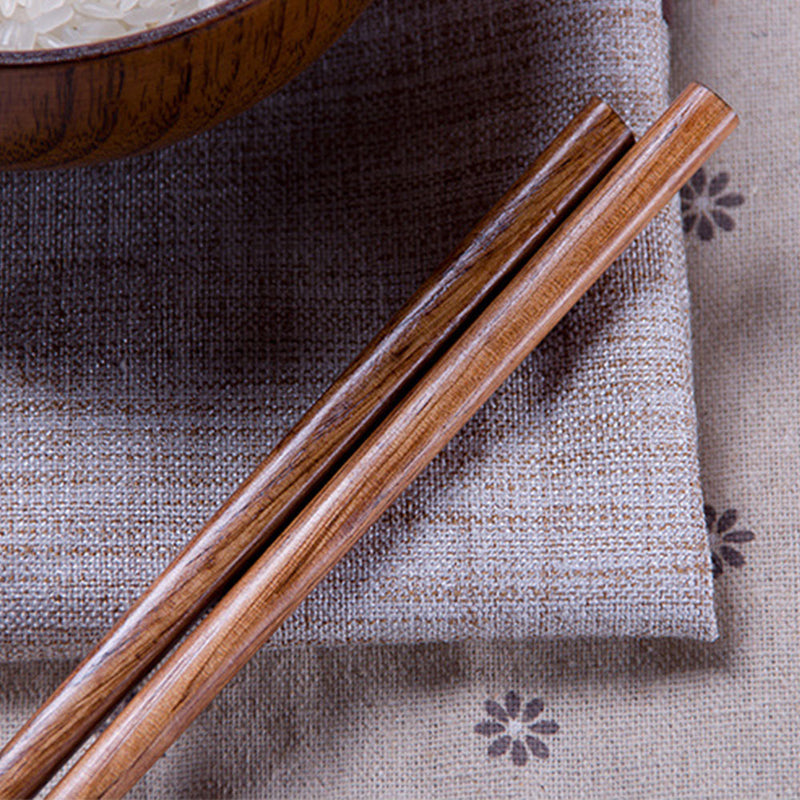 1-Pairs Chopstick--1 Spoon-Set Brown Natural-Wood Japanese Handmade