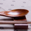 1-Pairs Chopstick--1 Spoon-Set Brown Natural-Wood Japanese Handmade