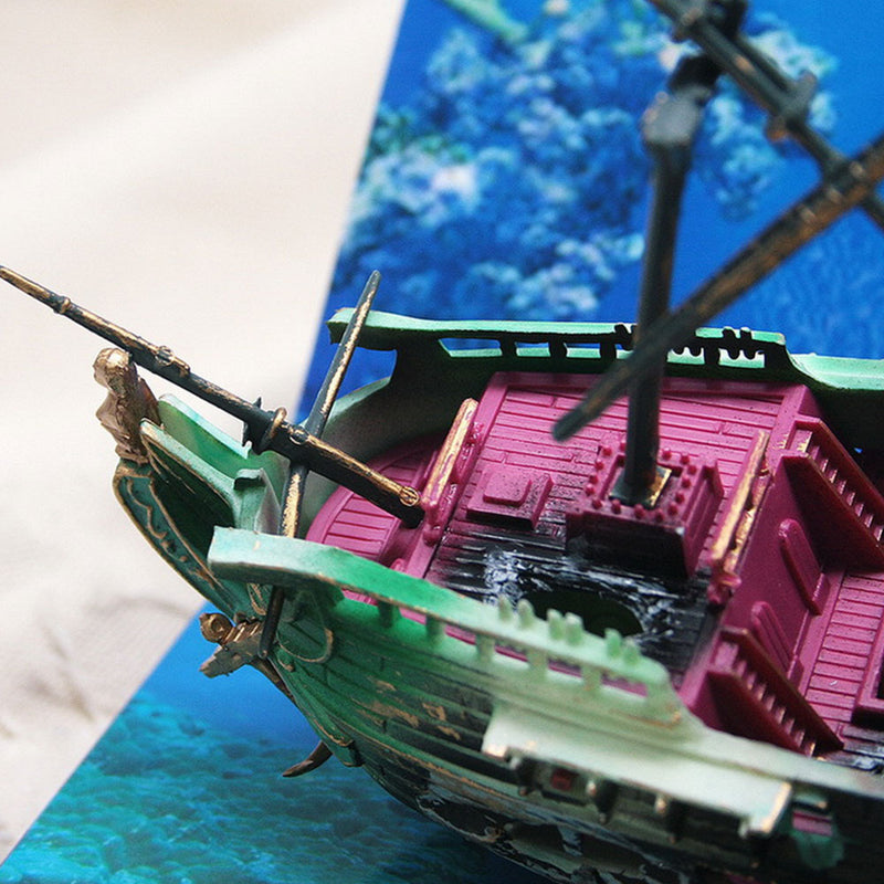 Sunk Wreck Boat Aquarium Ornament Ship Sailing Boat Destroyer Air Split Hot 1 x
