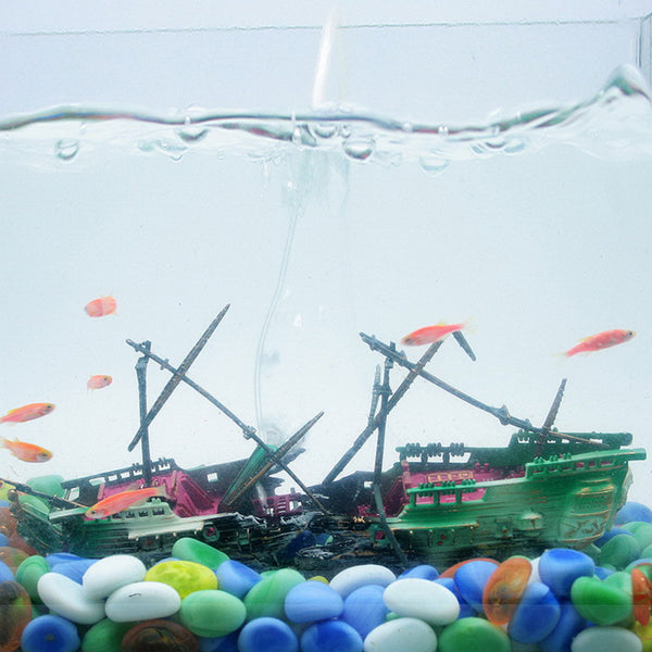Sunk Wreck Boat Aquarium Ornament Ship Sailing Boat Destroyer Air Split Hot 1 x