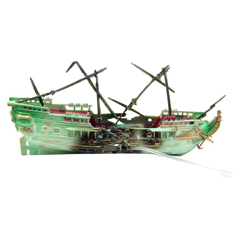 Sunk Wreck Boat Aquarium Ornament Ship Sailing Boat Destroyer Air Split Hot 1 x
