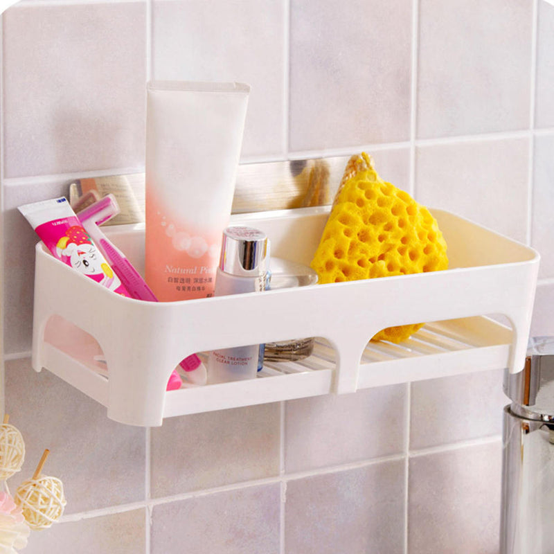 1x Home Kitchen Storage Holder Bathroom Shelf Rack Organizer Sucker Cup Wall Hot