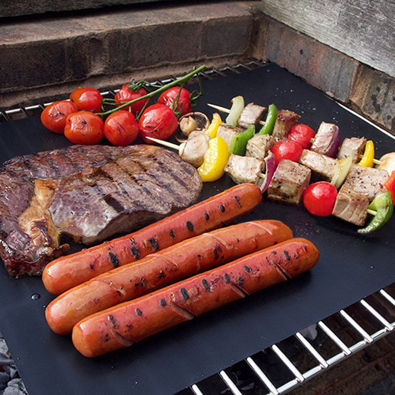 Non Stick Outdoor BBQ Grill Mat Bake Grilling Mats Barbecue Pad Fiber Mat