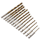 13x HSS Titanium Coated Twist Drill Bit Hex Shank 1.5-6.5mm High Speed Steel New