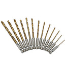 13x HSS Titanium Coated Twist Drill Bit Hex Shank 1.5-6.5mm High Speed Steel New