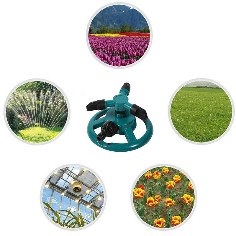 1 x Lawn Sprinkler 3 Arms 360 Rotating Water Sprayer for Roof Garden Best
