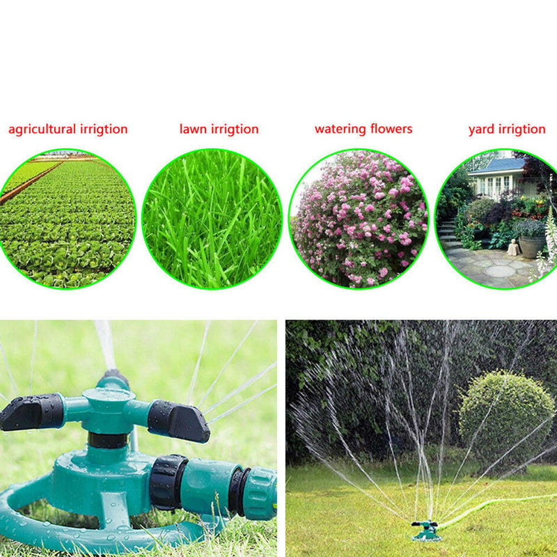 1 x Lawn Sprinkler 3 Arms 360 Rotating Water Sprayer for Roof Garden Best