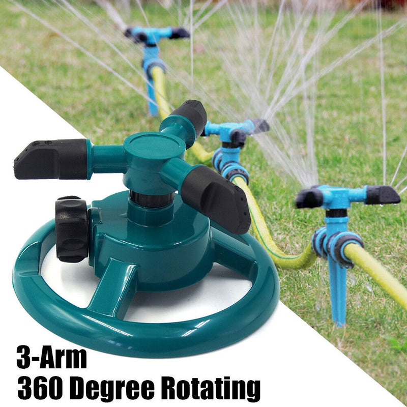 1 x Lawn Sprinkler 3 Arms 360 Rotating Water Sprayer for Roof Garden Best