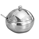 Stainless Steel Season Tin Jar Sugar Bowl Drum Shaped Miso With Spoon Hot  1 x