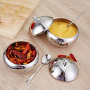 Stainless Steel Season Tin Jar Sugar Bowl Drum Shaped Miso With Spoon Hot  1 x