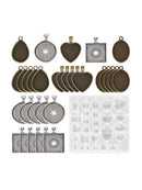 31x Gem Epoxy Mold Combination Set Wholesale Alloy Bottom Support New