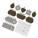 31x Gem Epoxy Mold Combination Set Wholesale Alloy Bottom Support New