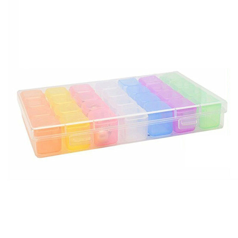 Large 28 Compartment Pill Box 7 Day Medicine Storage Organizer Container New 1x