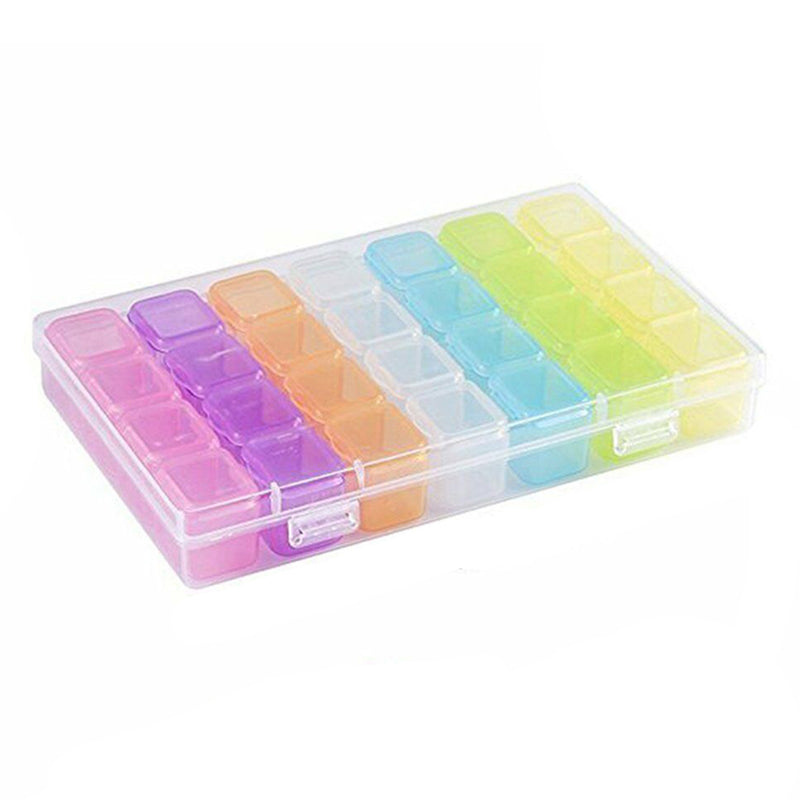 Large 28 Compartment Pill Box 7 Day Medicine Storage Organizer Container New 1x