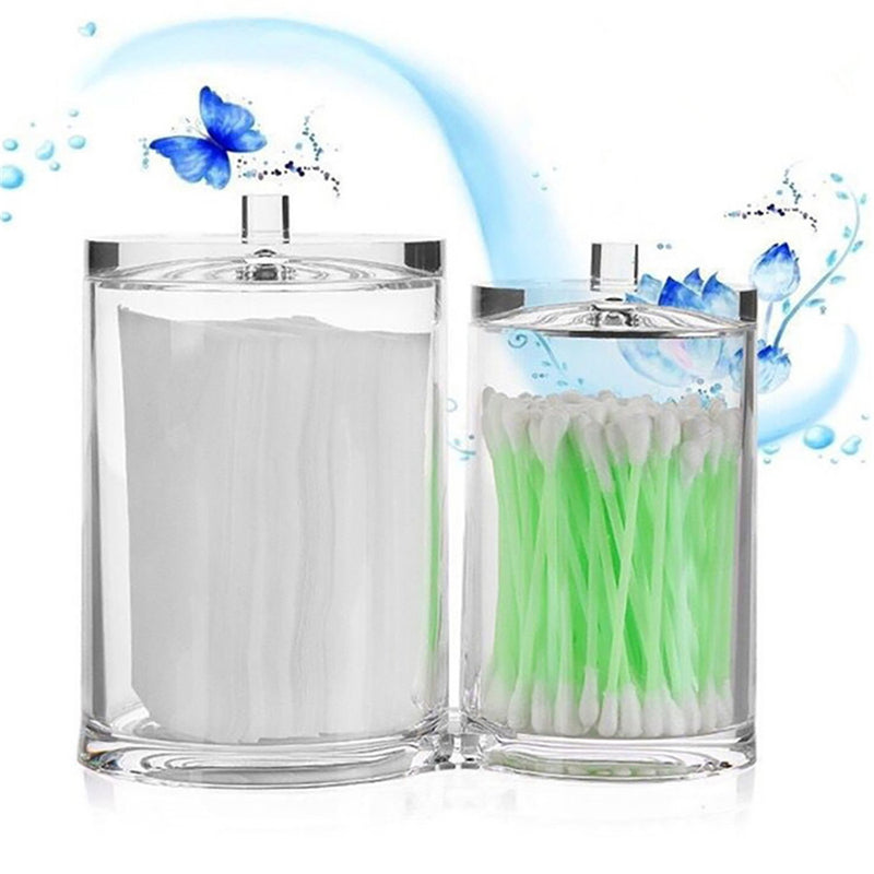 Clear Round Container Cosmetic Makeup Cotton Pad Organizer Jewelry Holder New 1x