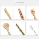 7x/Set Portable Bamboo Cutlery Travel Eco-friendly Fork Spoon Straw Pouch New