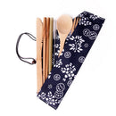 7x/Set Portable Bamboo Cutlery Travel Eco-friendly Fork Spoon Straw Pouch New
