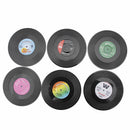 6pcs Round Vinyl Coaster Groovy Record Cup Drinks Holder Mat Tableware Placemat
