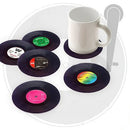 6pcs Round Vinyl Coaster Groovy Record Cup Drinks Holder Mat Tableware Placemat