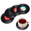 6pcs Round Vinyl Coaster Groovy Record Cup Drinks Holder Mat Tableware Placemat