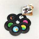 6pcs Round Vinyl Coaster Groovy Record Cup Drinks Holder Mat Tableware Placemat