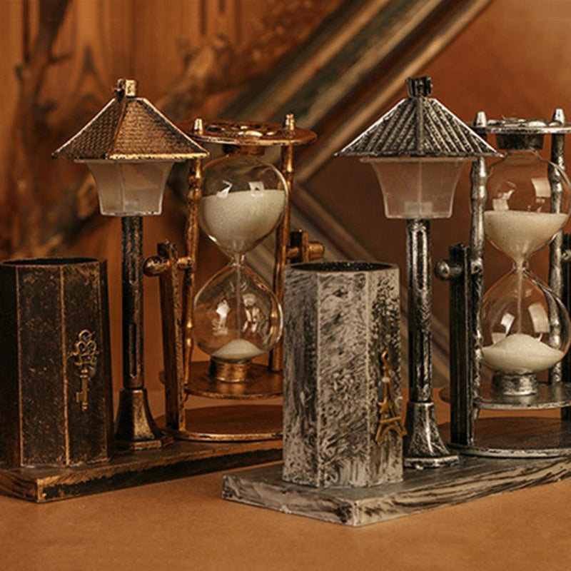 1 x Retro Hourglass Pen Holder Hourglass Night Light Crafts Multifunction Hot