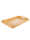 Rectangle Solid Wood Flat Tea Tray Coffee Food Drink Serving Table With Handle