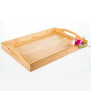 Rectangle Solid Wood Flat Tea Tray Coffee Food Drink Serving Table With Handle
