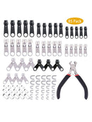 85 pcs Replacement Zipper Repair Kit Easy Pull Metal Zipper Heads Install Pliers