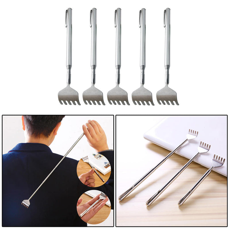 5pcs Extendable Stainless Steel Telescoping Back Scratcher Massager Aid Extender
