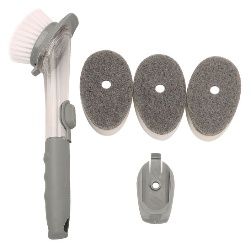1 x Cleaning Scrubber Dish Bowl Washing Sponge Brush Set with Soap Dispenser