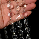 5 Pcs Clear Crystal Acrylic Octagonal Beads Chain Chandelier Parts Home Best