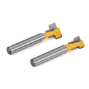 2 x 1/4'' Shank Yellow T-Slot Cutter Router Bit Set for 3/8'' & 1/2'' Best