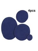 4 x Round Dining Table Place Mats Cotton Braided Non Slip Placemats Prot Best