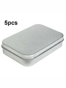 5Pcs Small Rectangular Empty Metal Tins Hinged Jewellery Coins Box Kit Container