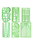 6* Plastic Students Rectangle Shape Drawing Circle Template Ruler Durable