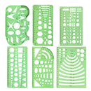 6* Plastic Students Rectangle Shape Drawing Circle Template Ruler Durable