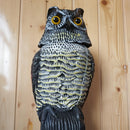 Realistic Owl Decoy With Rotating Pigeon Crow Scarer Scarecrow new hpt asd