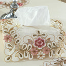 Elegant design white lace embroidered fabric handmade tissue box cover